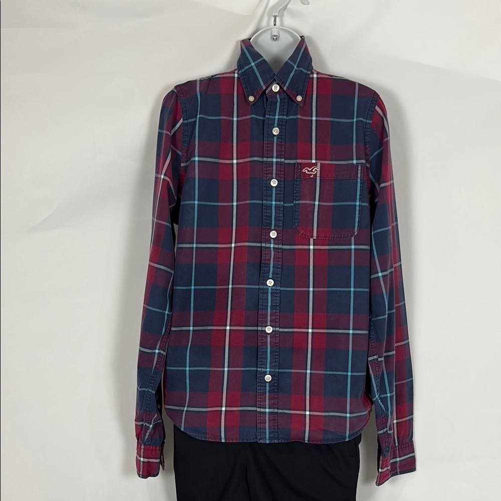 Men's Plaid Shirt - Red and Blue large